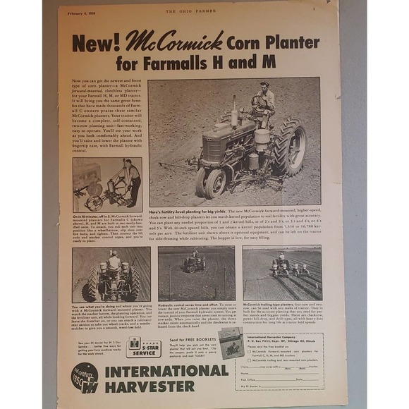 1950 Farmall Tractor Magazine Advertisement New McCormick Corn Planter - Picture 1 of 3